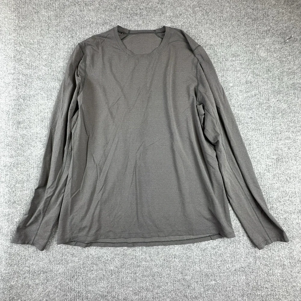 Lululemon Shirt Mens XL Gray Long Sleeve Geometric Lightweight Athletic Top